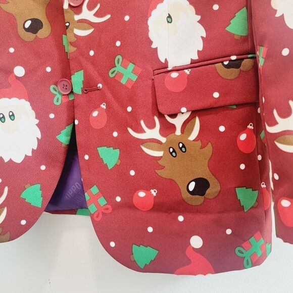 Opposuit Reindeer Santa Claus Holiday Ugly Christmas Blazer Size Small Size 36 - Picture 4 of 8